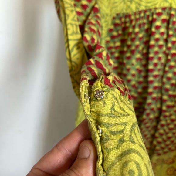 Vintage 70s Hippie Boho Indian Cotton Paisley Blockprint Tunic Dress Size XS - Picture 6 of 11